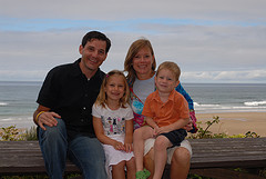 Family picture taken on the shore