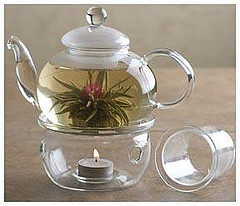 Glass tea pot with warmer