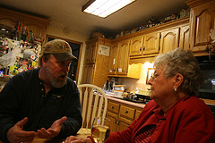 Couple talking facing each other